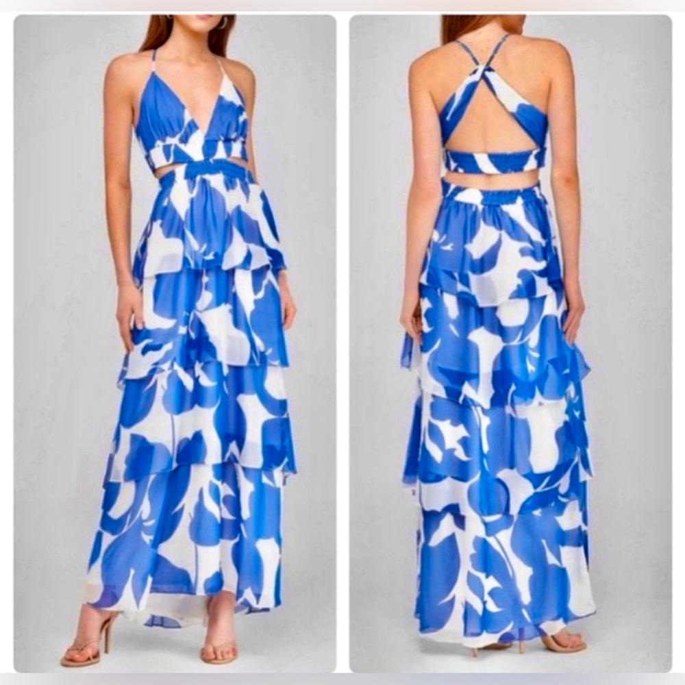 🦋Express Floral Tiered Twist Back Floral Maxi Dress Size XXS - Picture 3 of 8